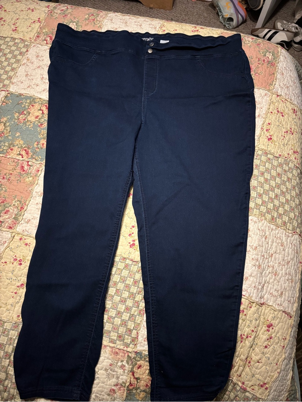 Terra & Sky Women's Navy Stretch Pull-On Jeans 3XL